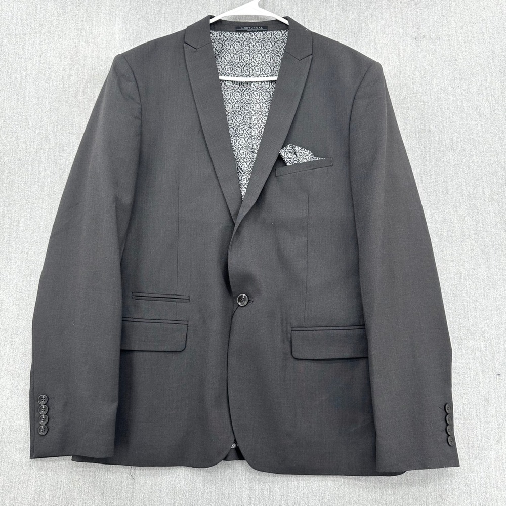 Nocturnal Blazer Mens Large Black Slim Fit Two Button Notch Lapel Suit Jacket